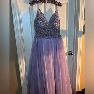 Purple Sequins Beading Formal Dress